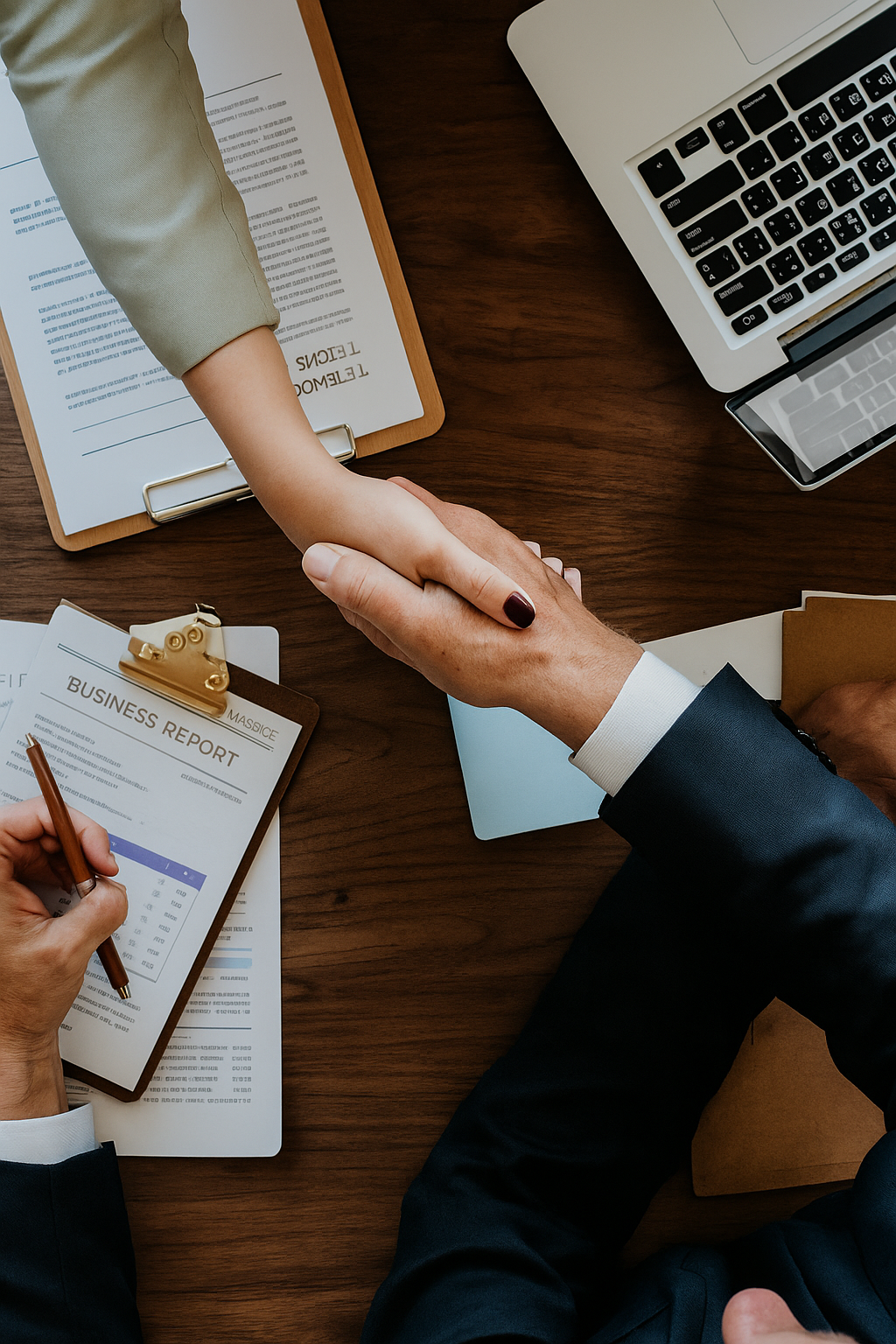 Reunião com aperto de mãos